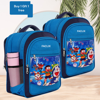 FACLIX Nice Combo of 2 Doraemon Backpack pre- Boys & Girls/ Nursery to 5th Class Waterproof School Bag(Blue, 35 L)