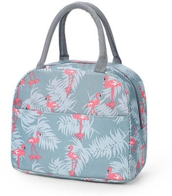 Krishna World Enterprise Grey Flamingo Lunch Bag – Insulated, Reusable, Stylish Tote for Work, School Waterproof Lunch Bag(Grey, 5 L)