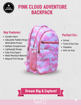 Urbon sons Cute Unicorn Pink School Backpack for Girls 3 Compartment Lightweight Kids Bag Waterproof Backpack(Pink, 35 L)