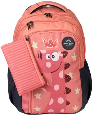 FABER-CASTELL Dino (6 years+) Waterproof School Bag(Red, 16.5 inch)