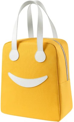 Luxula Portable Travel Smiley Tote Insulate Tiffin Hand Lunch Bag Aluminum Foil Cover Waterproof Lunch Bag(Yellow, 8.5 L)