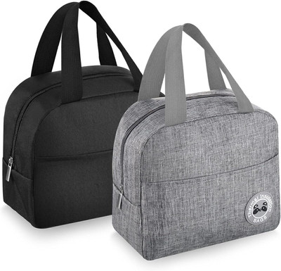 Flywind Insulated Lunch Bag Reusable Lunch Box Freezable Lunch Bag Leakproof Tote Bag Lunch Bag(Grey, Black, 5 L)