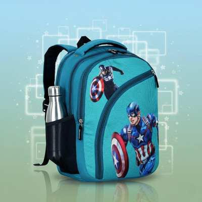 ZERUS superhero cartoon kids backpack for boys girls tution/travel/picnic Waterproof School Bag(Light Blue, 20 L)