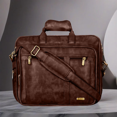 LOREM Brown Color Faux Leather 28L Big Size Office Laptop Bag For Men DB-BG63 Messenger Bag(Brown, 28 L)
