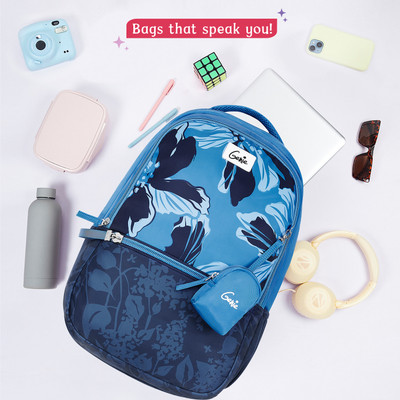 Genie Noah backpack for girls 3 compartment with Raincover Waterproof Laptop Sleeve/Cover(Blue, 40 L)