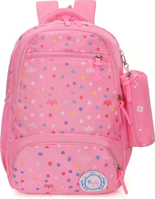 Tinytot SB115_03 Backpack for College , Travel with Pencil Pouch 2nd Standard onward Waterproof School Bag(Pink, 26 L)