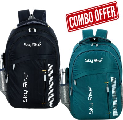 SKY RISE 34 L Premium Bags (Combo of 2) for Daily Commute of School College Office Waterproof Backpack(Green, 34 L)