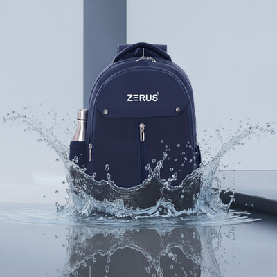 ZERUS Stylish Plain Polyester Unisex Backpack for School College Office Travel Use Waterproof School Bag(Blue, 28 L)