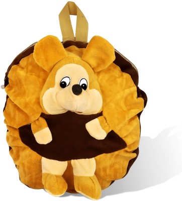 BIGWHEEL Soft D-1702 Dog Face Lightweight Kids School,Picnic,Travel Mini Bakpack School Bag(Brown, Yellow, 10 inch)