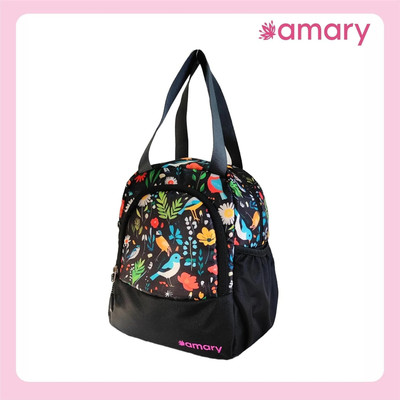 Amary Kids Lunch Bag – Water-Repellent, Durable, Spacious Birds Pattern Waterproof Lunch Bag(Black, 6 L)