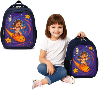 MOSU Space Girl Astro Hero Kids Bag Waterproof School Bag(Blue, 26 L)