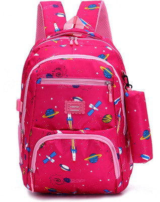 Tinytot SB119_01 School Backpack College Bag Travel Bag with Pencil Pouch 2nd Standard onward Waterproof School Bag(Pink, 26 L)