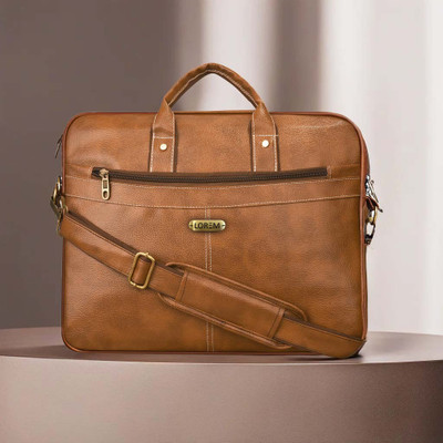 LOREM Tan Color Faux Leather 10L Office Laptop Bag For Men & Women DB-BG15 Messenger Bag(Orange, 10 L)