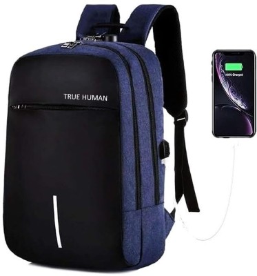 True Human Anti-Theft Backpack with Combination Lock, USB Charging Port, Laptop Bag 32 L Laptop Backpack(Blue)