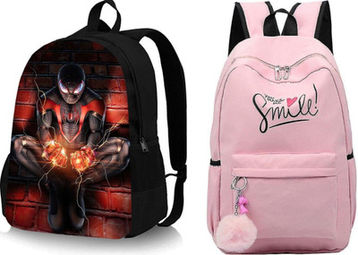 Shishtha B_DGTL-021 & SMILE-PRINT-1PC_xy Laptop Bag(Multicolor, Pink)