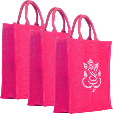 YSA Creation Shopping Bag made with Jute Multipurpose Bag(Pink, 5 L)
