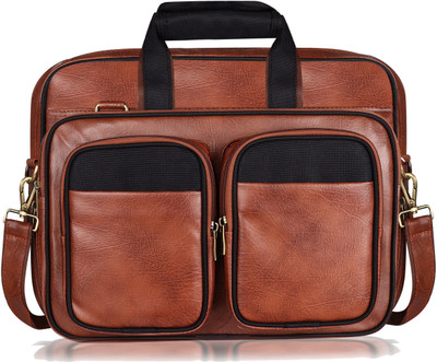 HVH WORLD Tan & Black Color Faux Leather 28L Messenger Bag For Men HV-BG93 Waterproof Messenger Bag(Tan, 28 L)