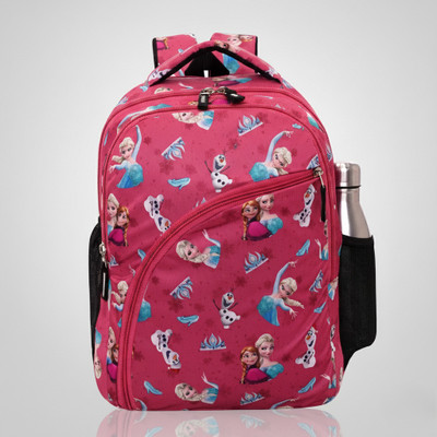 ZERUS Cartoon Princess Print Kids Backpack with Bottle Holder Lightweight Durable Waterproof School Bag(Pink, 20 L)