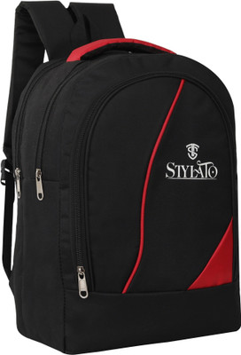 STYLATO Medium Light Weight Trendy School & College Bag Unisex Casual Waterproof Waterproof Backpack(Black, Red, 25 L)