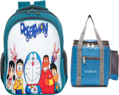 Myron Doremon 1st/2nd/3rd/4th & 5th Class School Bag+Lunch Bag Combo for Boys & Girls Waterproof School Bag(Blue, 35 L)