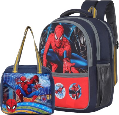 Spiderman Spider-Man School & Lunch Bag Set for 1st to 5th Class | Backpack Waterproof School Bag(Light Green, 31 L)