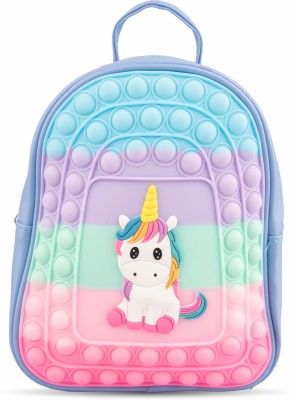 SAEKOS Unicorn Pop it Bagpack stylish Unicorn print bag cum Pop it toy Waterproof Backpack(Blue, 5 L)