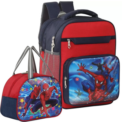 KRAFTON Spiderman Good Quality Combo Schoo & Lunch bag Class Nursery to 3rd Boys & Girls Waterproof School Bag(Multicolor, 25 L)