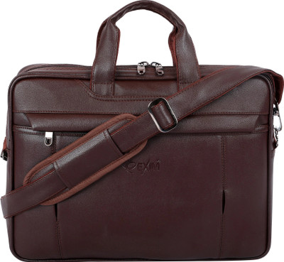 Exim Vegan Leather Laptop Office Bags for Men Women Waterproof Messenger Bag(Brown, 10 L)