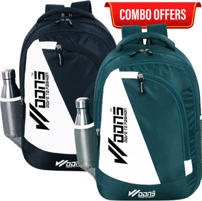 Woons combo 2set Bag backpack/ office/Laptop Backpack For Girls & Boys Waterproof School Bag(Black, Green, 35 L)