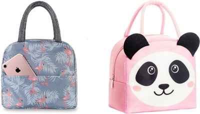 Kardiff Panda Design Foil Insulation Lunch Box Bag for Kids Teen Adults Insulated Messenger Bag(Pink, Blue, 15 L)