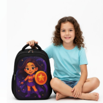 MOSU Fantasy Girl Shield Theme Backpack Waterproof School Bag(Black, 26 L)