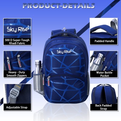 SKY RISE 35 L Casual Waterproof Laptop Bag and school & college bag Waterproof Backpack(Blue, 35 L)