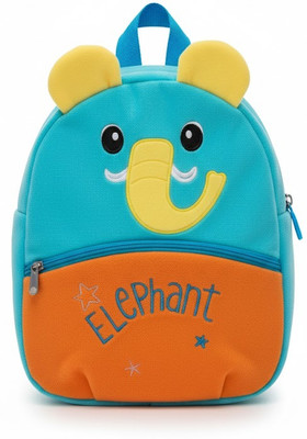 FUN KIDS Blue and Orange Elephant Character Backpack. School Bag(Blue, 5 L)