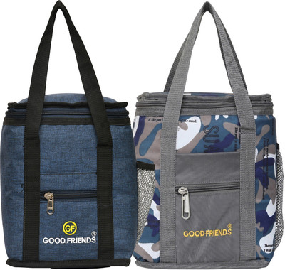 GOOD FRIENDS 2 Piece Combo All Age Lunch Bags Carry on School Office & Picnic Tiffin Bag Waterproof Lunch Bag(Dark Blue, 4 L)