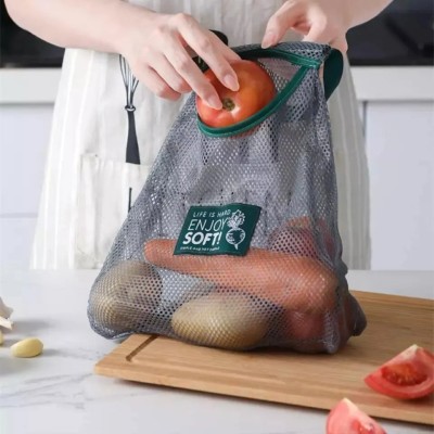 ZWINKO Pc Reusable Double Layer Pockets Mesh Bag for Fruits & Vegetables Storage Bags Waterproof Multipurpose Bag(Multicolor, 5 L)