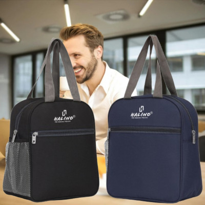 HALINO Combo Insulated Lunch Bag - Compact, Easy Wash, Smooth Zipper & Lightweight Waterproof Lunch Bag(Blue, Black, 5 L)