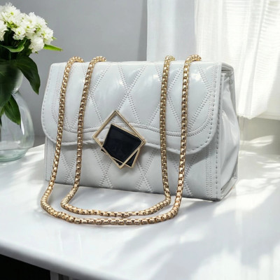 clarisjames White color Pu leather premium attractive sling bags for women Sling Bag(White, 1 L)