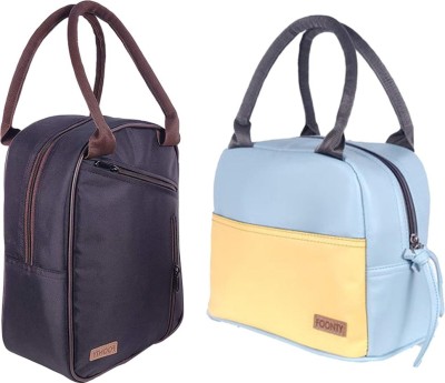 Foonty Pack of 2(ZAZI-E) Waterproof Lunch Bag(Black, Light Blue, 5 L)