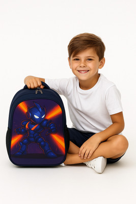 MOSU Galaxy Robot Hero School Bag Waterproof School Bag(Blue, 26 L)