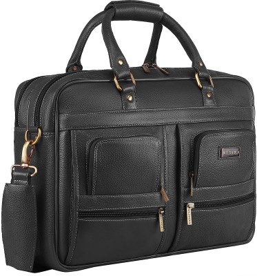 WILDHORN Leather Laptop Messenger Bag for Men Messenger Bag(Black, 13 L)