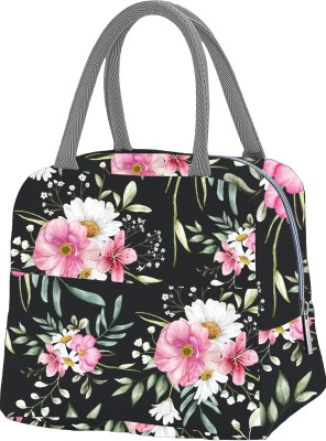 MY FAV Insulated Waterproof Lunch Bag – Flower Print Tote for Travel, School, & Work Waterproof Lunch Bag(Black, 5 L)