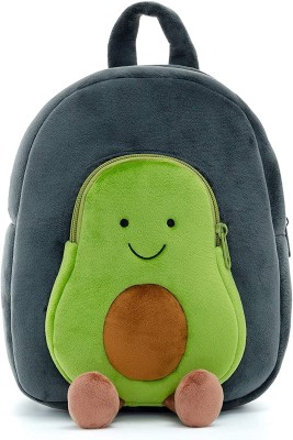 HappyChild Cute Kids School Bag Plush Animal Cartoon Travel Bag for Baby Girl/Boy 2-5 Years School Bag(Green, Grey, 10 L)