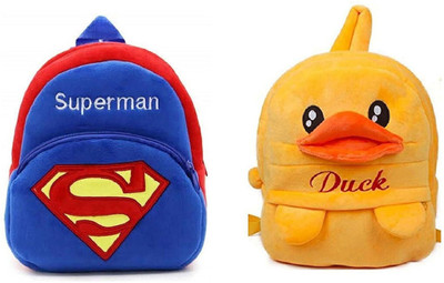Aveek A_combo of 2 yellow duck , blue superman791_a Backpack(Multicolor, 13 L)
