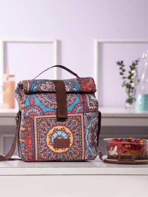 ZOUK Multicolor Mandala Print Roll Up Lunch Bag Lunch Bag(White, Pink, 7 L)