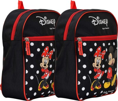 DISNEY Mickey & MinniePrint Kids Backpack Bag for School,Casual,Picnics Packof 2(Black) Waterproof Backpack(Black, 10 L)