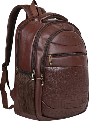 Pramadda Pure Luxury Stylish Leather Backpack for school boys & Girls for 9th 10th 11th 12th Standard Waterproof Backpack(Brown, 30 L)