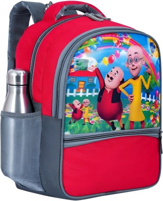 IRY Motu-Patlu Very High Quality School bag For Nursery to UKG Class School Bag Waterproof School Bag(Orange, 31 L)