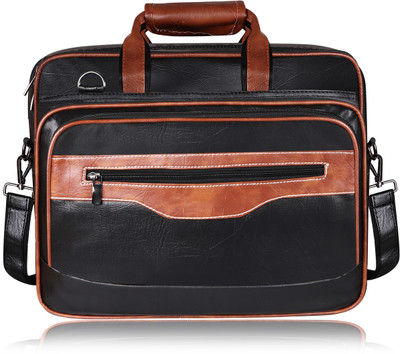 JPEnterprises Tan & Black Color Faux Leather 28L Messenger Bag For Men JP-BG105 Waterproof Messenger Bag(Multicolor, 28 L)
