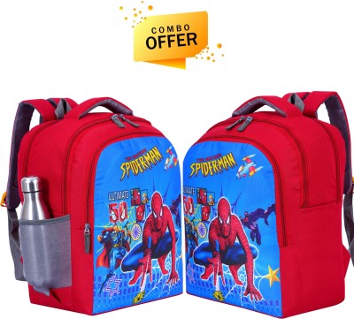 Elon Pre-School Bag Combo Pack For 1st std-5th std Lightweight Waterproof School Bag(Red, 35 L)