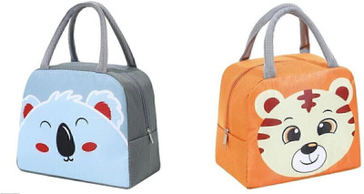 Flywind Cute Cartoon Animal Pattern Waterproof Large Capacity Lunch Box Bag for Women Lunch Bag(Orange, Blue, 5 L)
